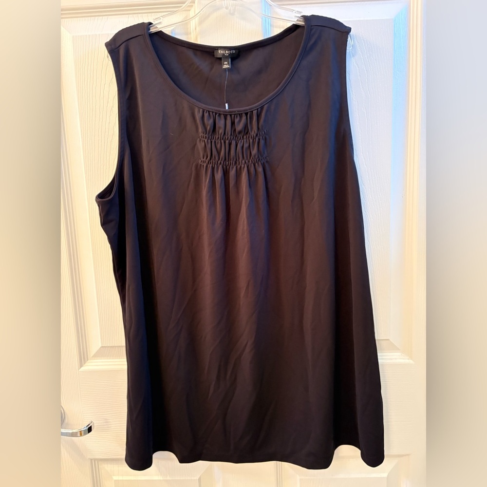 Talbots Knit Jersey Layering Tank Top with Shirred Neckline Size 2X NWT